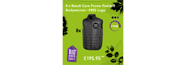 8 x Results Core Promo Padded Bodywarmer