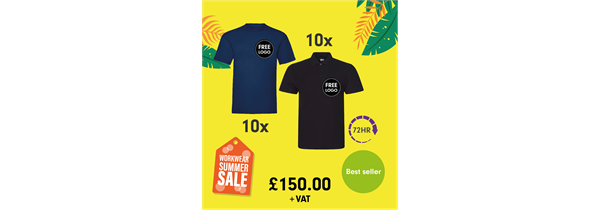 Best Selling Summer T-Shirt & Polo Package + FREE logo