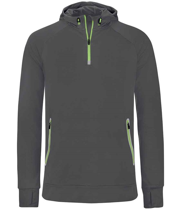 Proact Zip Neck Hooded Sweatshirt