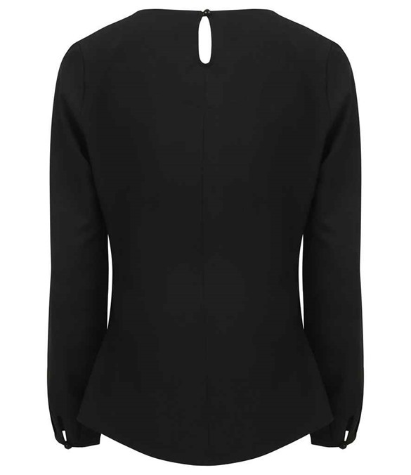 Henbury Ladies Pleat Front Long Sleeve Blouse