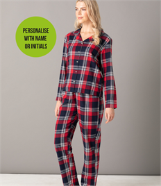 Personalised Embroidered Ladies Tartan Pyjamas