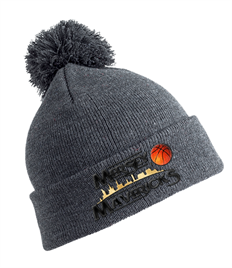 Mersey Mavericks Embroidered logo, Adults Pom Pom Beanie