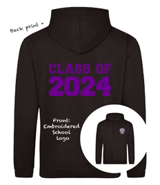 ADULT LEAVERS HOODIE (Back print & embroidered logo)