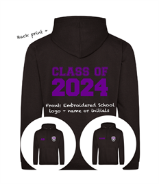 KIDS LEAVERS HOODIE (Back print, embroidered logo & name or initials printed right breast)